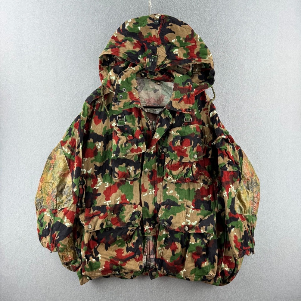 Vintage Swiss Army M70 Alpenflage Jacket Mens Fits Medium Lotta Pockets Hood